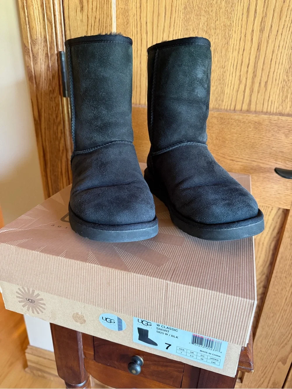 UGG Women’s Classic Short Boots in Black Suede